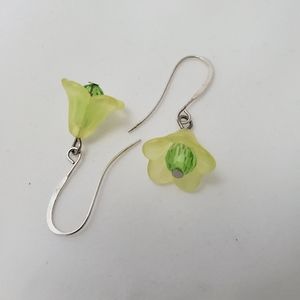 Yellow Lucite Flower Earrings NEW